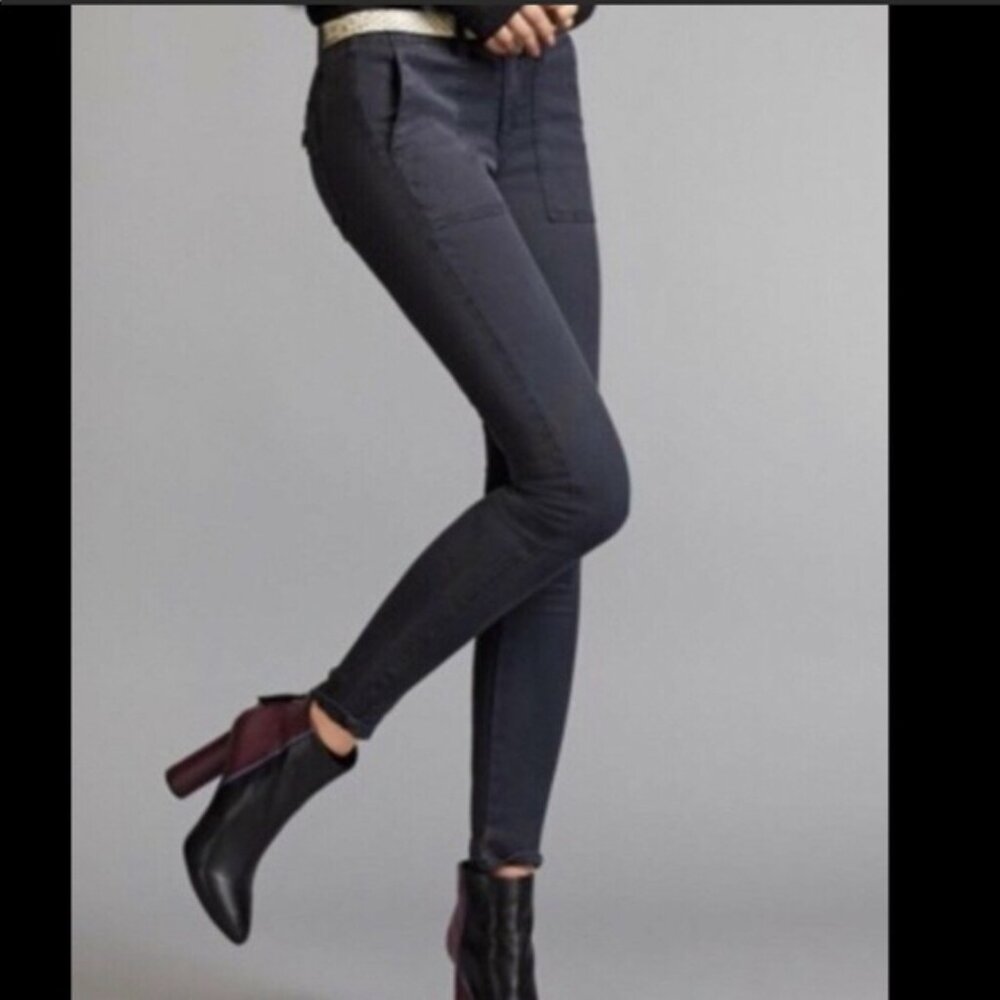 CAbi 3395 Womens Size 4 The Quest Skinny Trouser Pants Gray Ribbed Corduroy